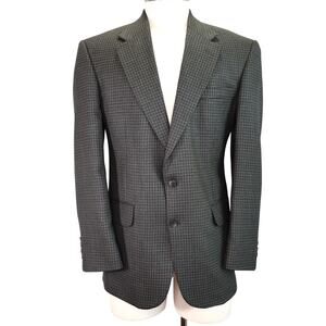 Joseph and Feiss Sport Coat Mens 42R Brown Wool Houndstooth Jacket Ventless